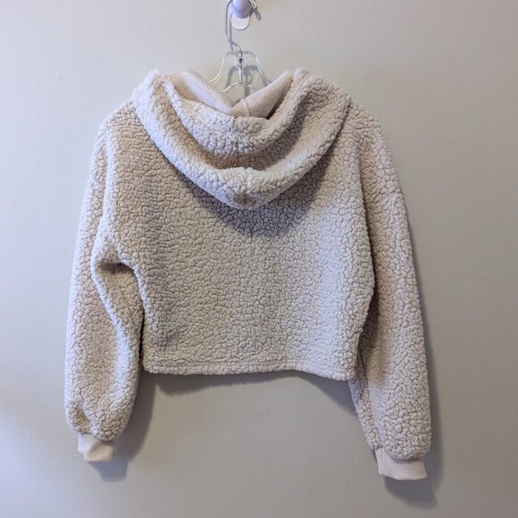 Beige Cropped Teddy Sweatshirt Sweater Zaful Hoodie Neutral Cute Soft Size S - Picture 8 of 8
